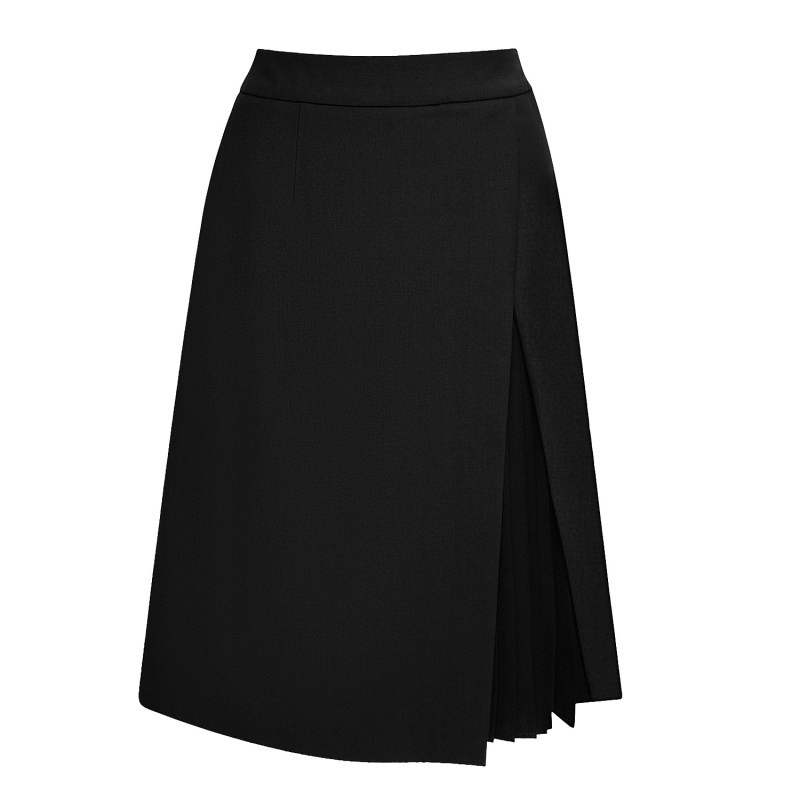 Thumbnail of Black Mai Seasonless Extra Fine Merino Wool Partially Pleated Skirt image