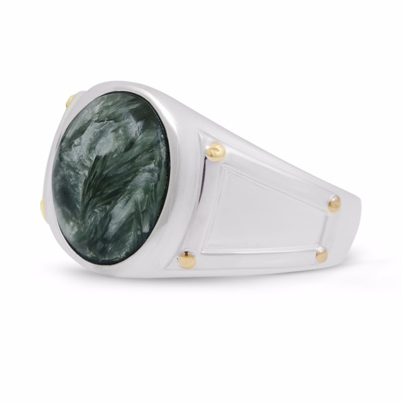 Thumbnail of Seraphinite Iconic Stone Signet Ring In Sterling Silver image