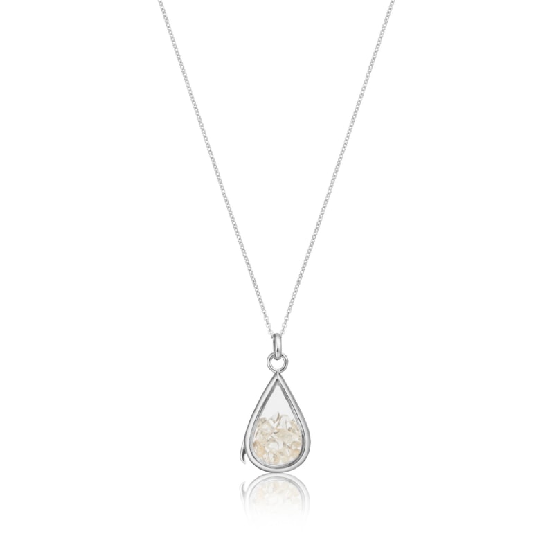 Thumbnail of Sterling Silver Clear Quartz Birthstone Teardrop Locket image