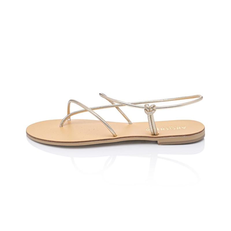 Iaso Cord Gold Handcrafted Women’S Leather Sandals With A Lasso Style Strap  by Ancientoo