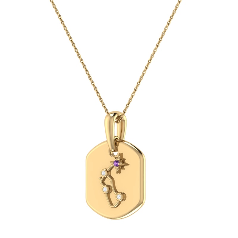 Thumbnail of Aquarius Water-Bearer Constellation Tag Pendant Necklace In 14 Kt Yellow Gold Vermeil image