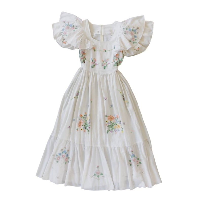 Upcycled Vintage Wildflower Embroidered Maxi Dress by Sugar Cream Vintage