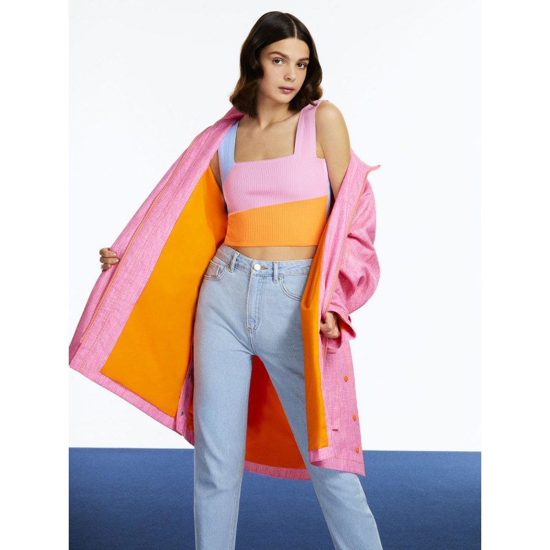 Thumbnail of Printed Hooded Pink Trench Coat image