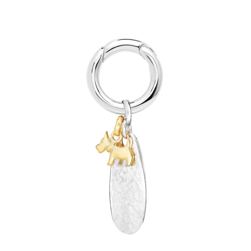 Thumbnail of Long Silver Hammered Pet Tag & Vermeil Dog Charm image