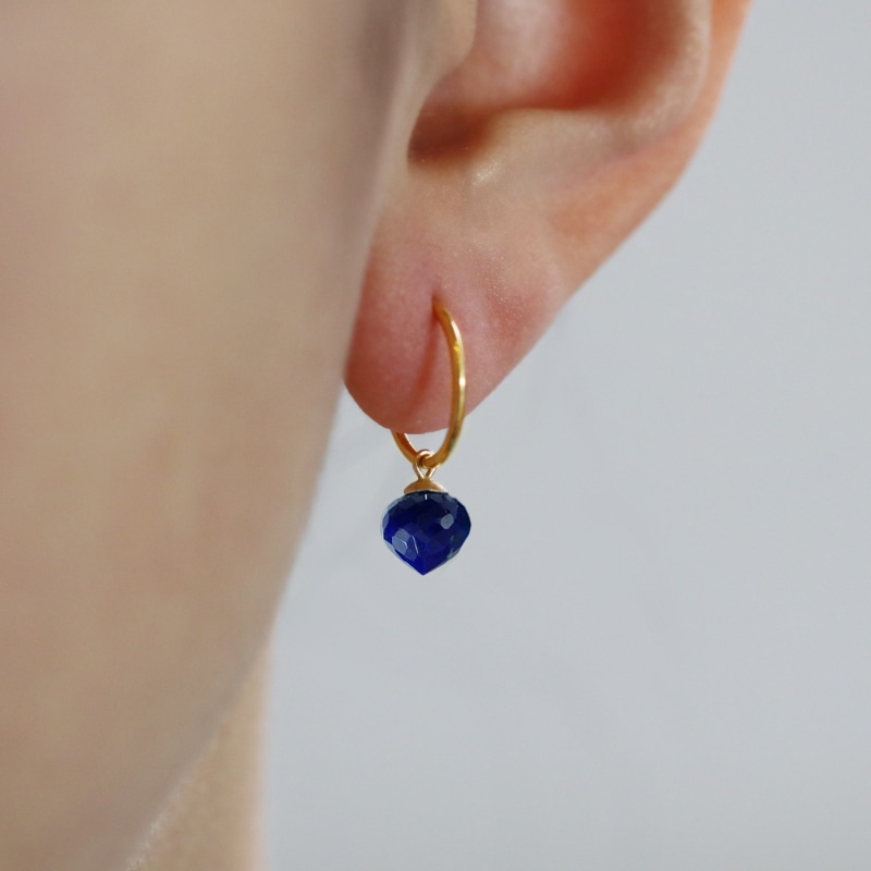 Small Lapis Lazuli Hoop Earrings by MOUNIR LONDON