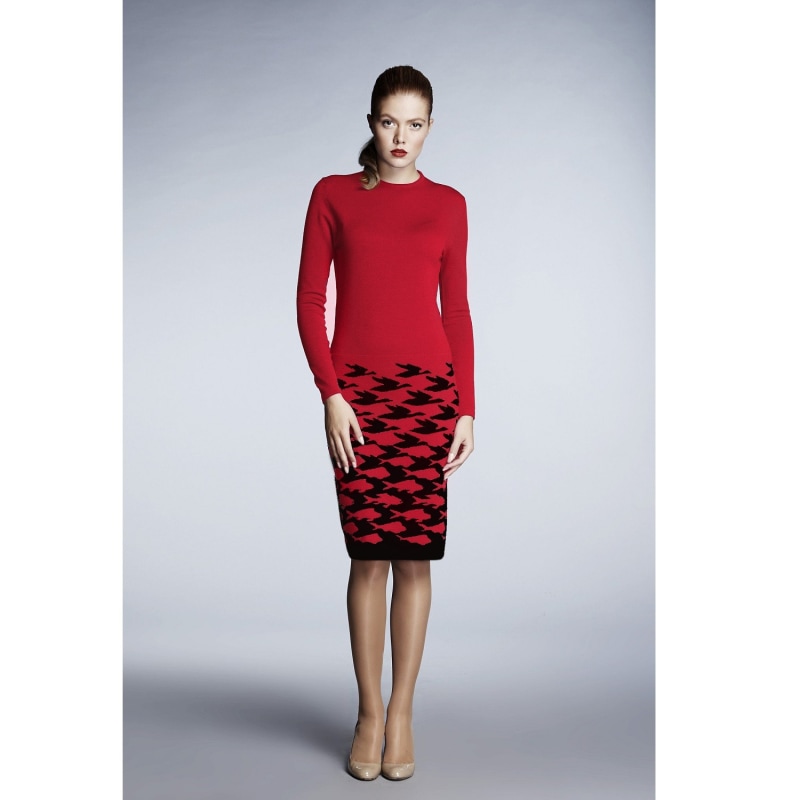 Thumbnail of Sea & Sky Knitted Jacquard Dress In Red image