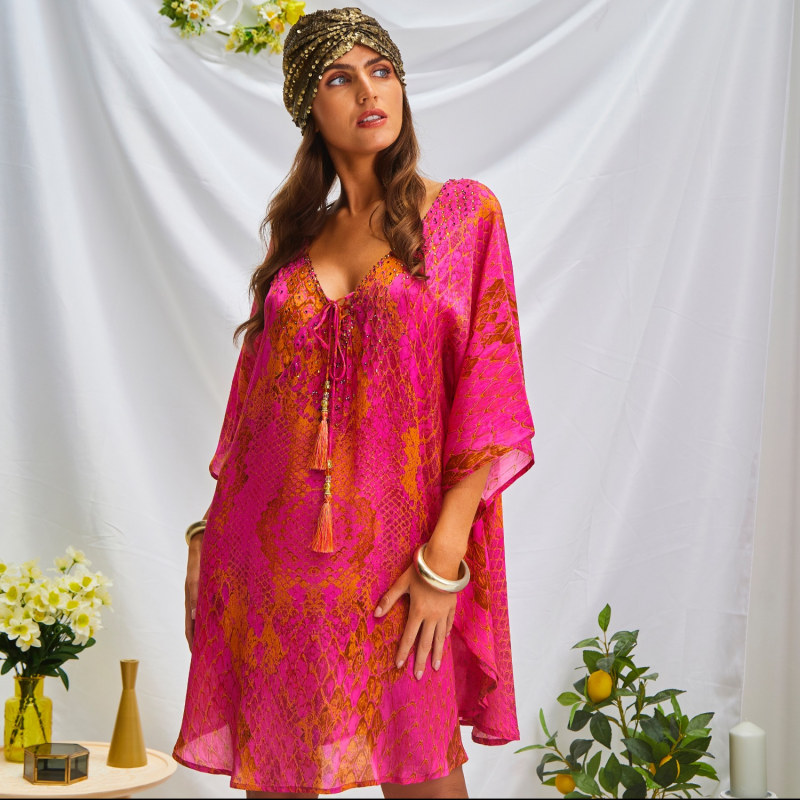 Thumbnail of Kaa Tassel Hot Pink Kaftan image