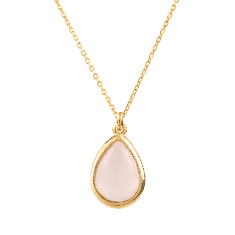 Thumbnail of Pisa Mini Teardrop Necklace Gold Rose Quartz image