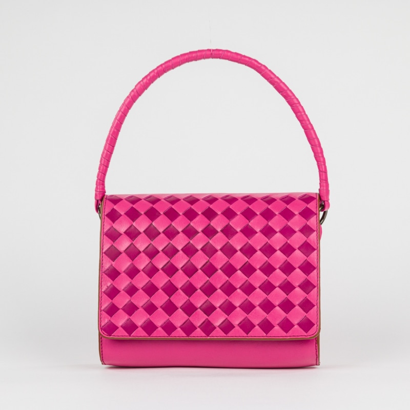 Thumbnail of Woven Leather Crossbody Bag Pink Checker image