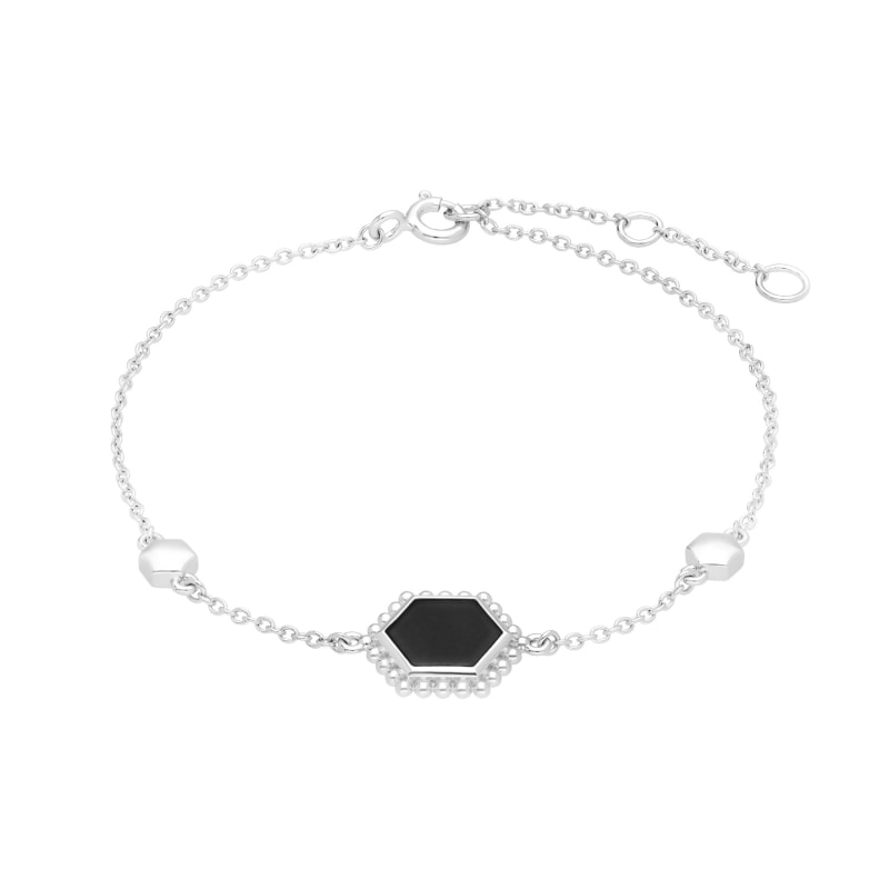 Thumbnail of Black Onyx Slice Bracelet In Sterling Silver image