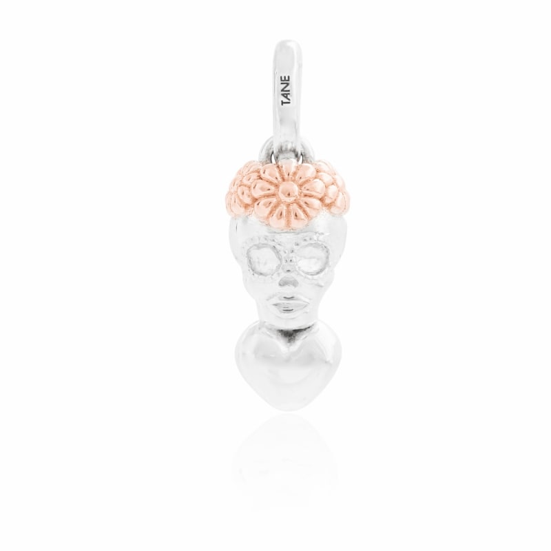 Thumbnail of Exquisitely Detailed Skull Charm Handmade In Sterling Silver & Vermeil For Women image