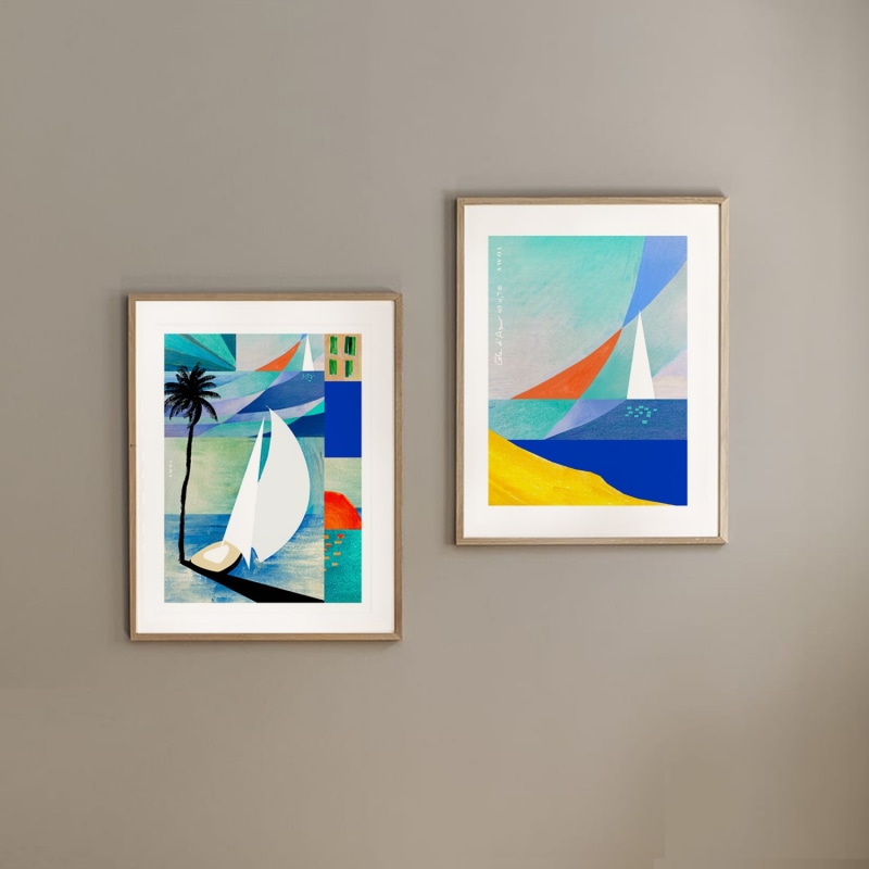 Thumbnail of Sailboat On Abstract Sea: French Riviera Poster Print image