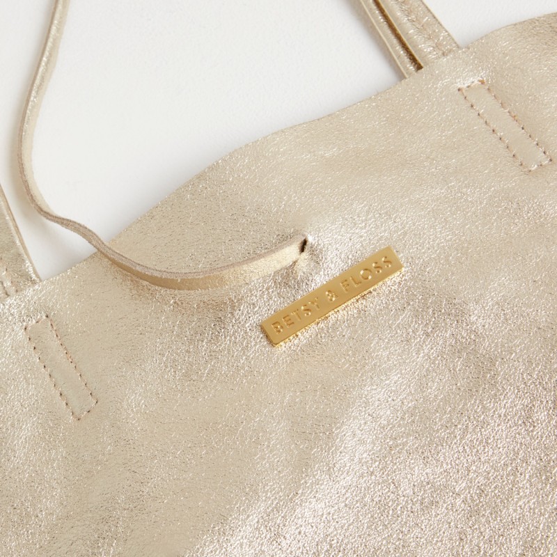 Soft Leather Tote Bag In Gold, B & Floss