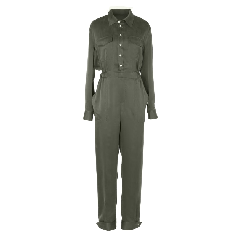 Olive green utility jumpsuit cheap