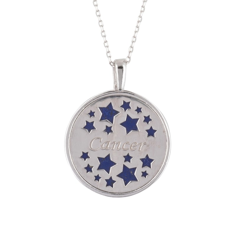 Thumbnail of Zodiac Lapis Lazuli Gemstone Star Constellation Pendant Necklace Silver Cancer image