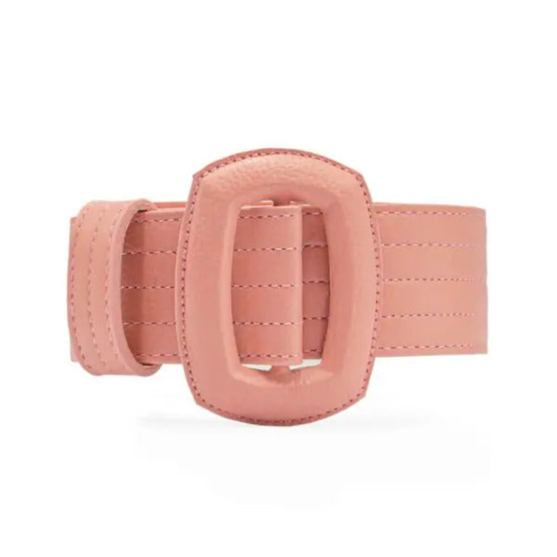 Thumbnail of Stitched Leather Oval Buckle Belt - Rose Pink image