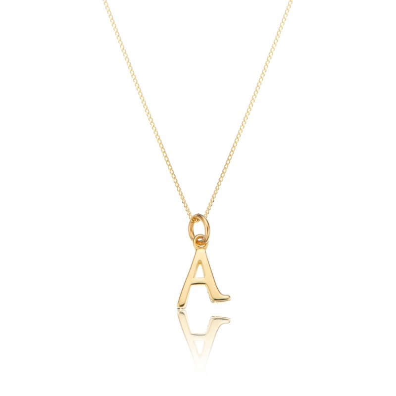 Thumbnail of Solid Gold Curve Initial Letter Necklace image
