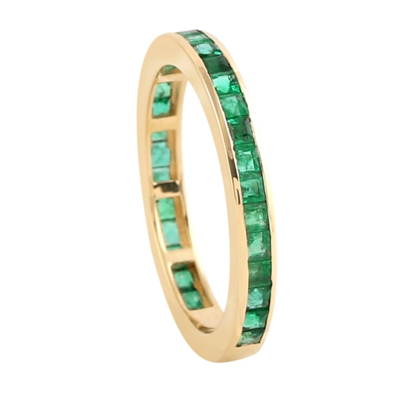 Thumbnail of 18K Yellow Gold With Natural Emerald Band Ring Handmade Jewelry image