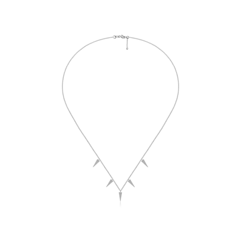 Thumbnail of 18K White Gold Triangle Shape Diamond Necklace Choker image