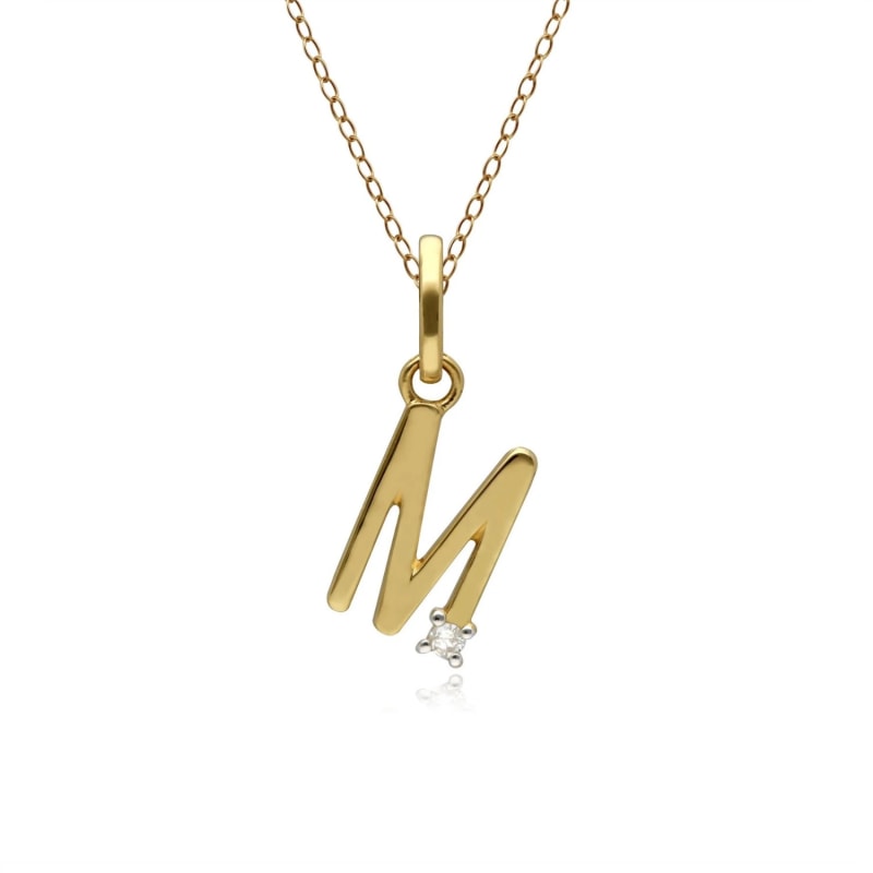 9ct Yellow Gold 'M' Letter Necklace