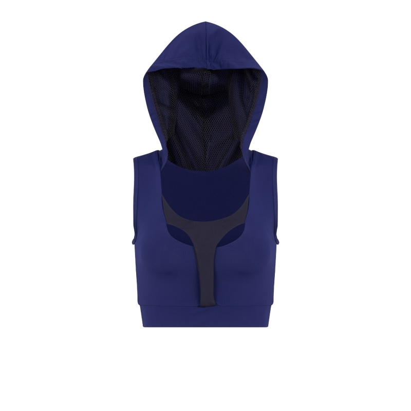 Hooded Sports Bra - Blue, NUMBAT