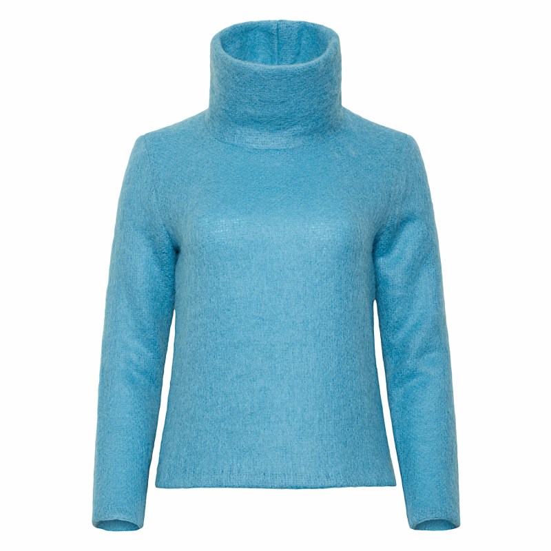 Thumbnail of Edith Roll Neck Wool Jumper In Jade Colour image