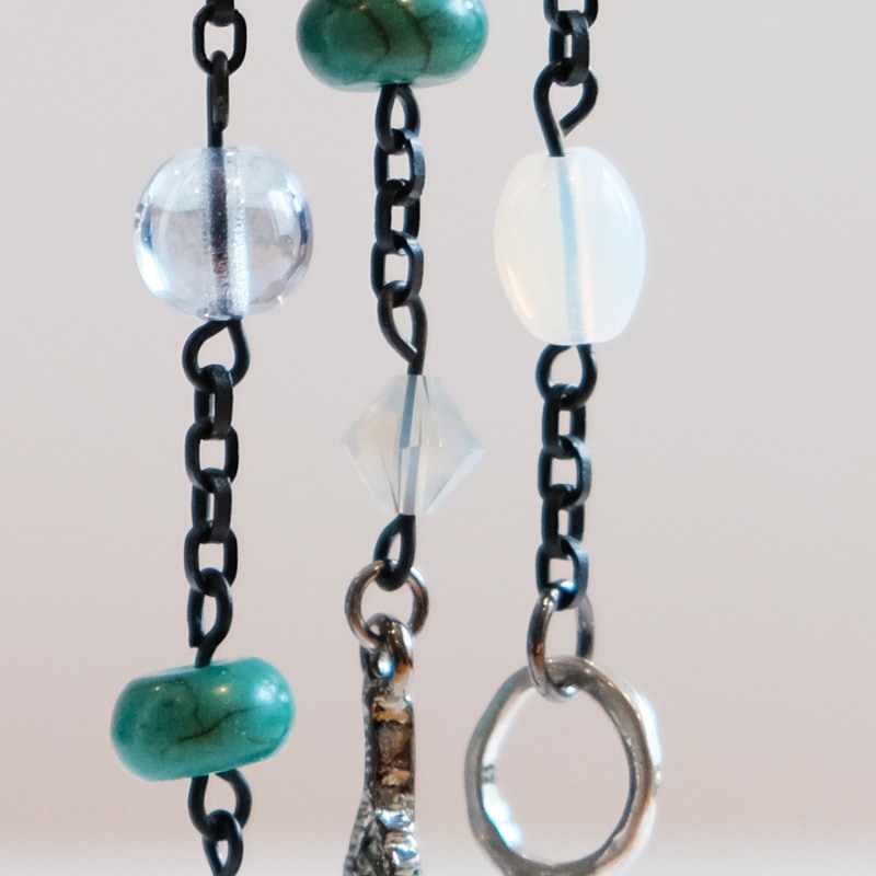 Thumbnail of Limited Green Agate & Gunmetal Charm Earring image