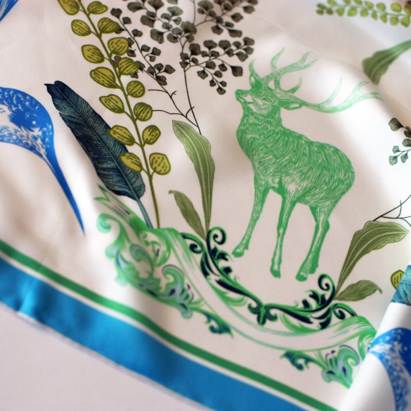 Thumbnail of Silk Scarf With Reindeer In Forest image