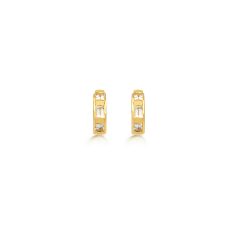 Thumbnail of White Topaz Mini Hoop Earrings In Gold image