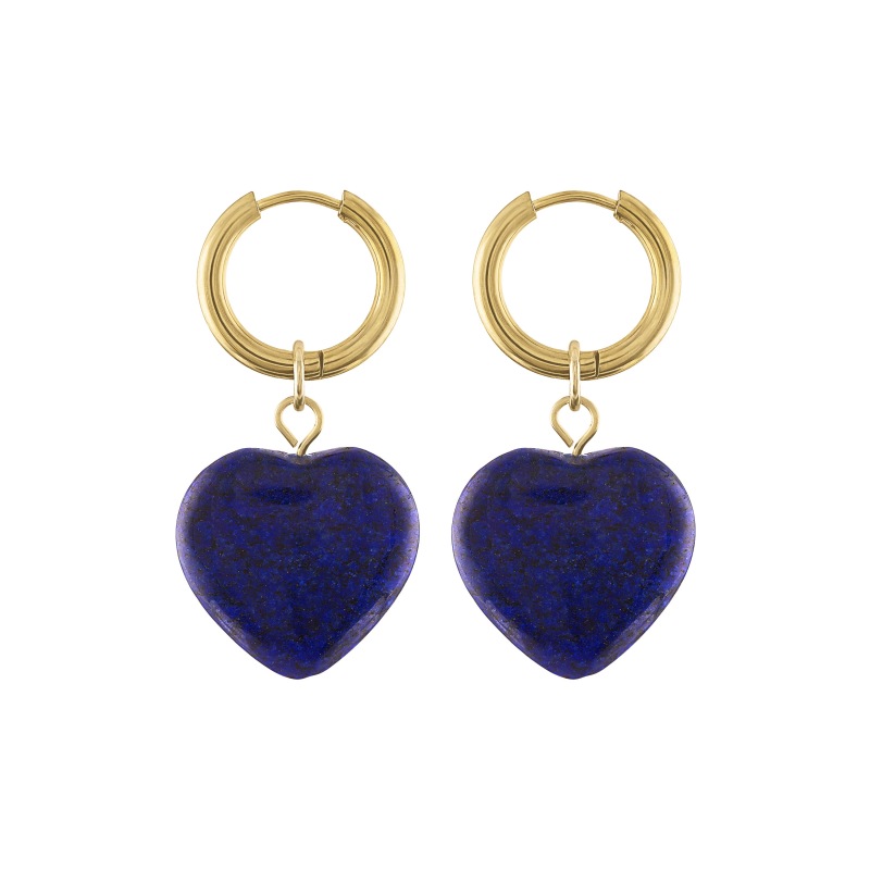 Thumbnail of Adele Semi Precious Stone Heart Hoop Earrings image