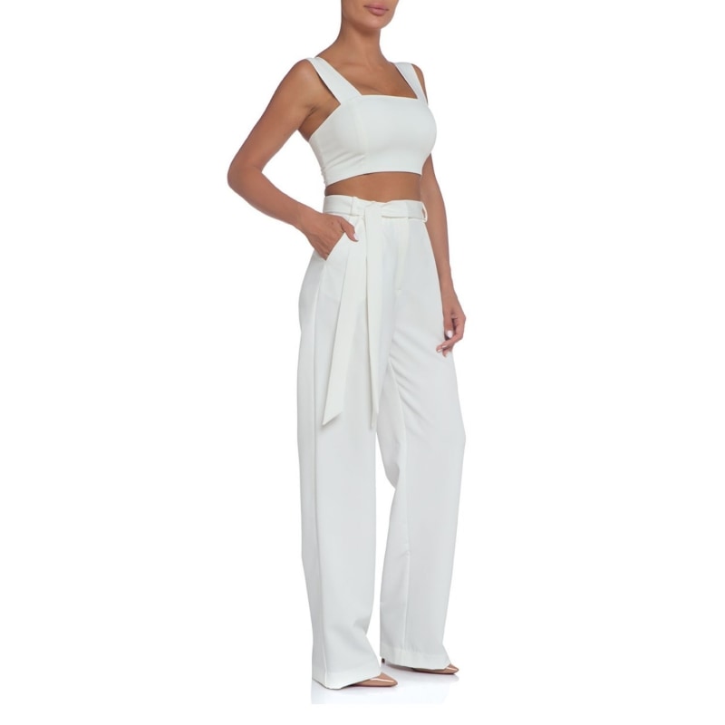 Thumbnail of Wide Leg High Waist Trousers In White image