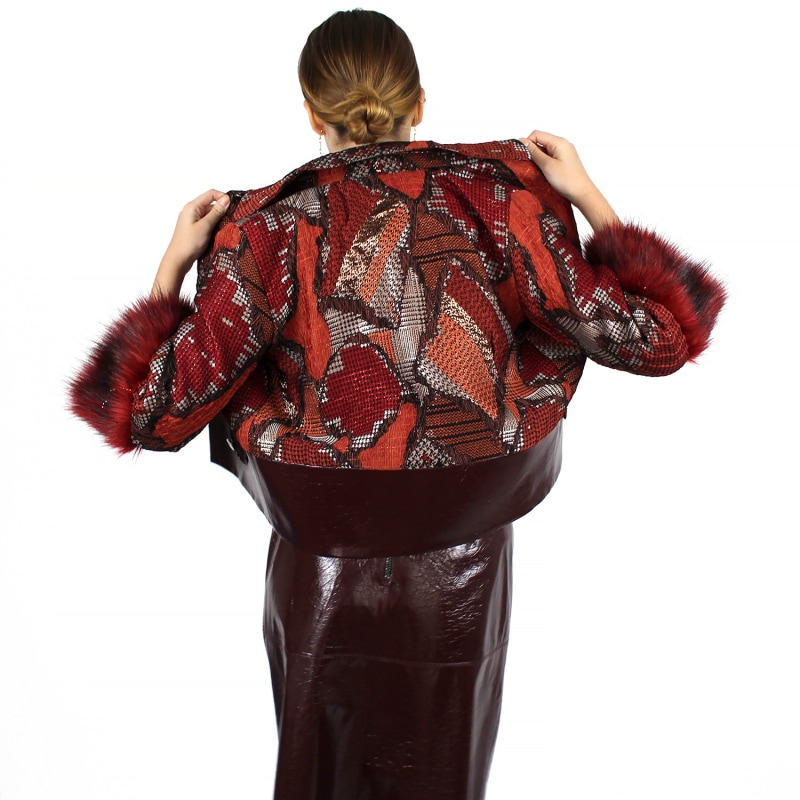 Thumbnail of Jacquard Jacket With Faux Fur Cuffs image