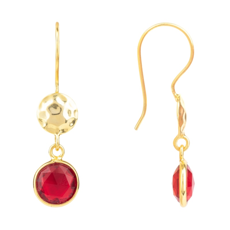 Thumbnail of Circle & Hammer Earrings Gold Garnet image