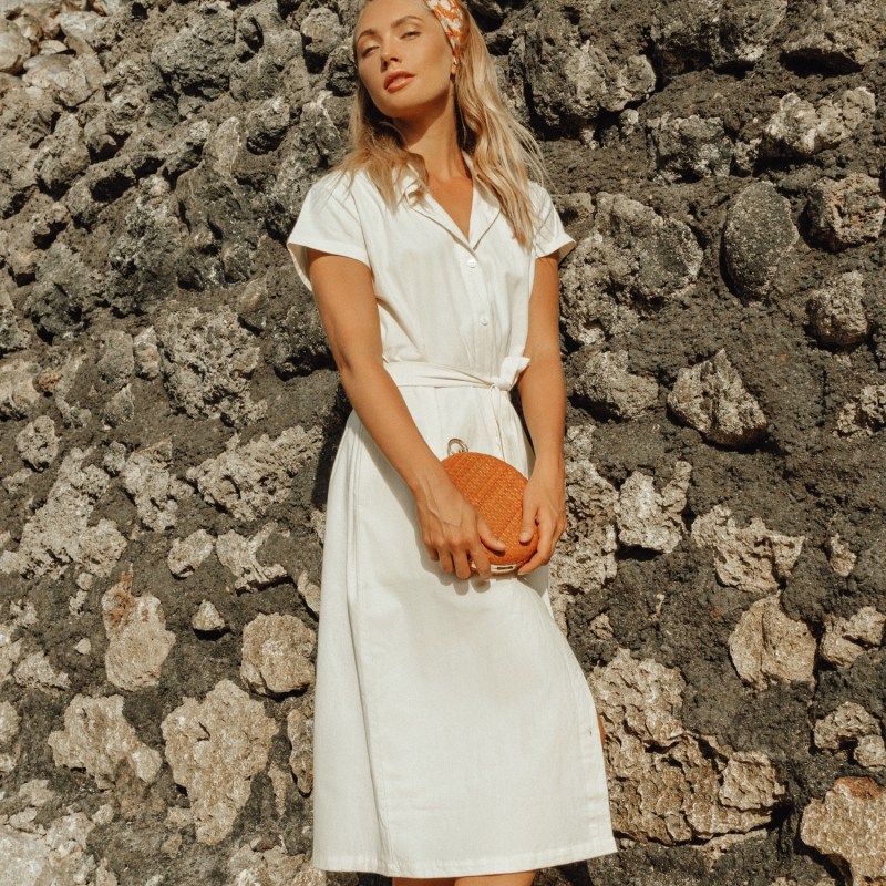 Thumbnail of Arya Safari Midi Shirt Dress In Off White image