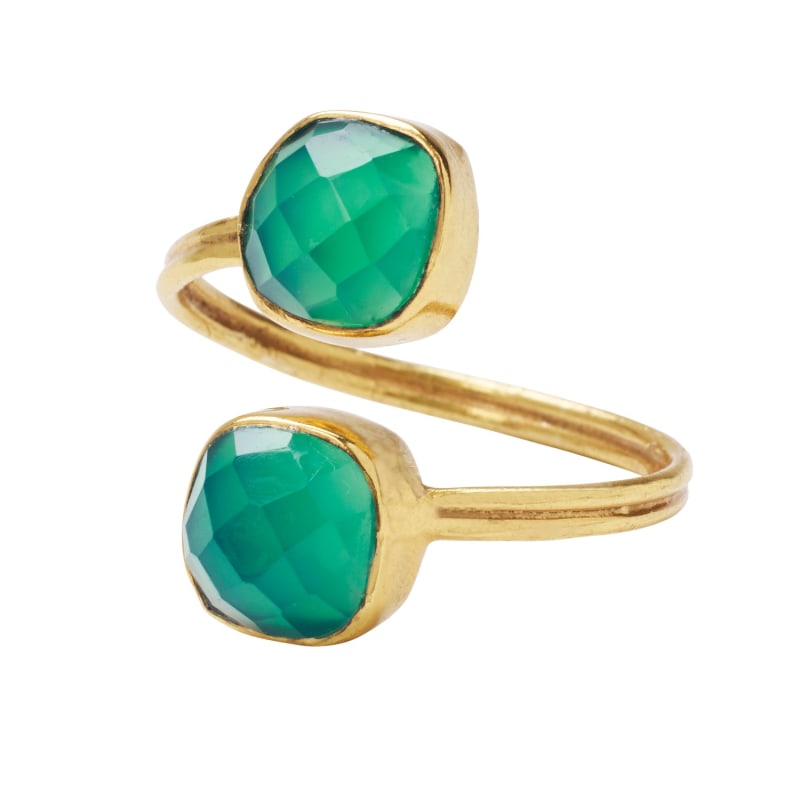 Thumbnail of Green Ebien Gemstone Gold Adjustable Ring image