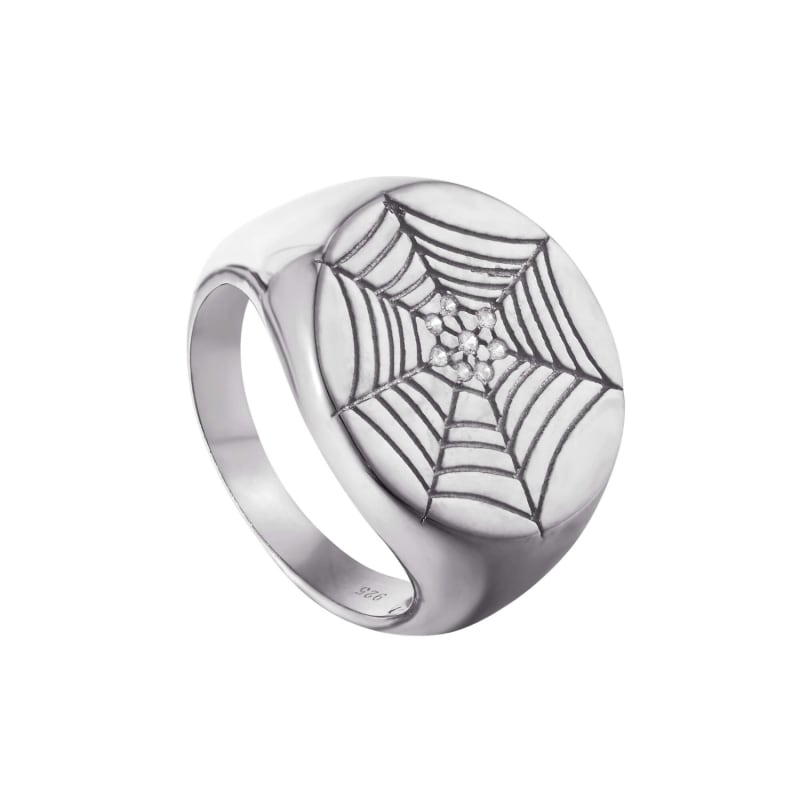 Ecoated Sterling Silver Spider Web Cz Ring | SEOL + GOLD | Wolf & Badger