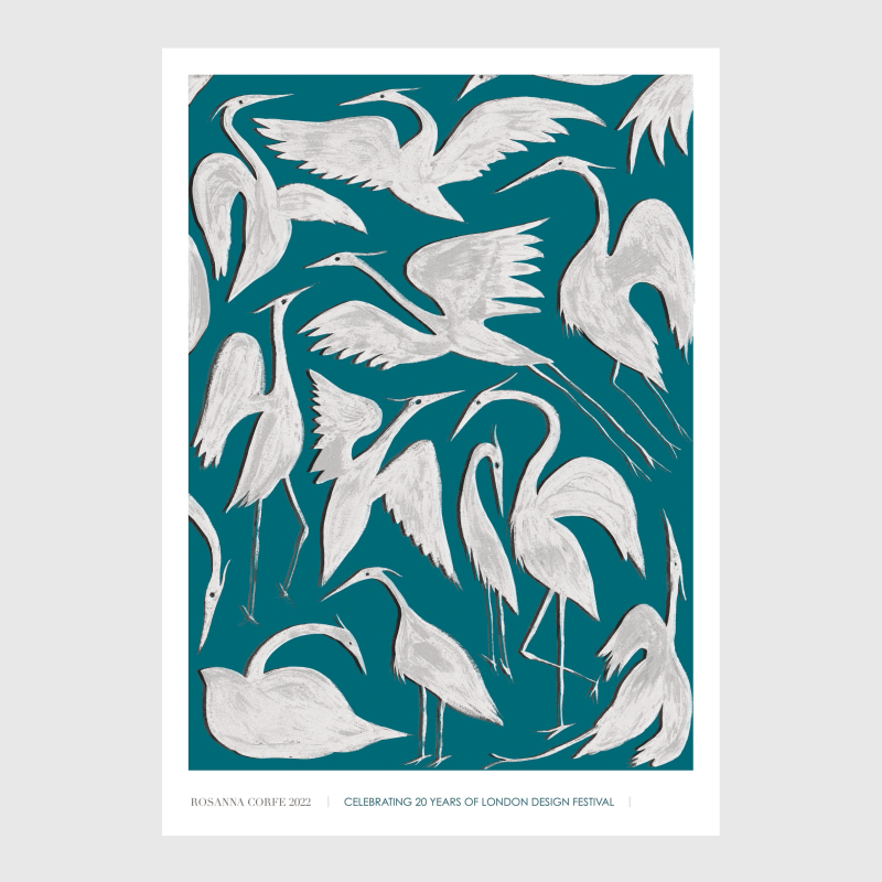 Thumbnail of A4 Ldf Limited Edition Herons Print - Blue & Green image