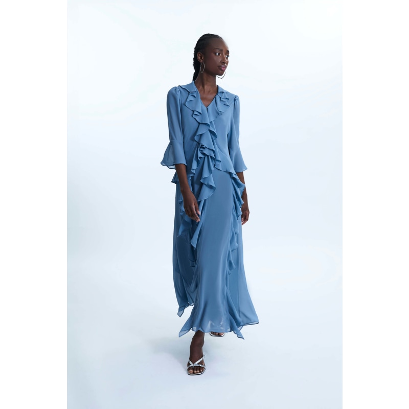 Thumbnail of V-Neck Chiffon Ruffle Dress image