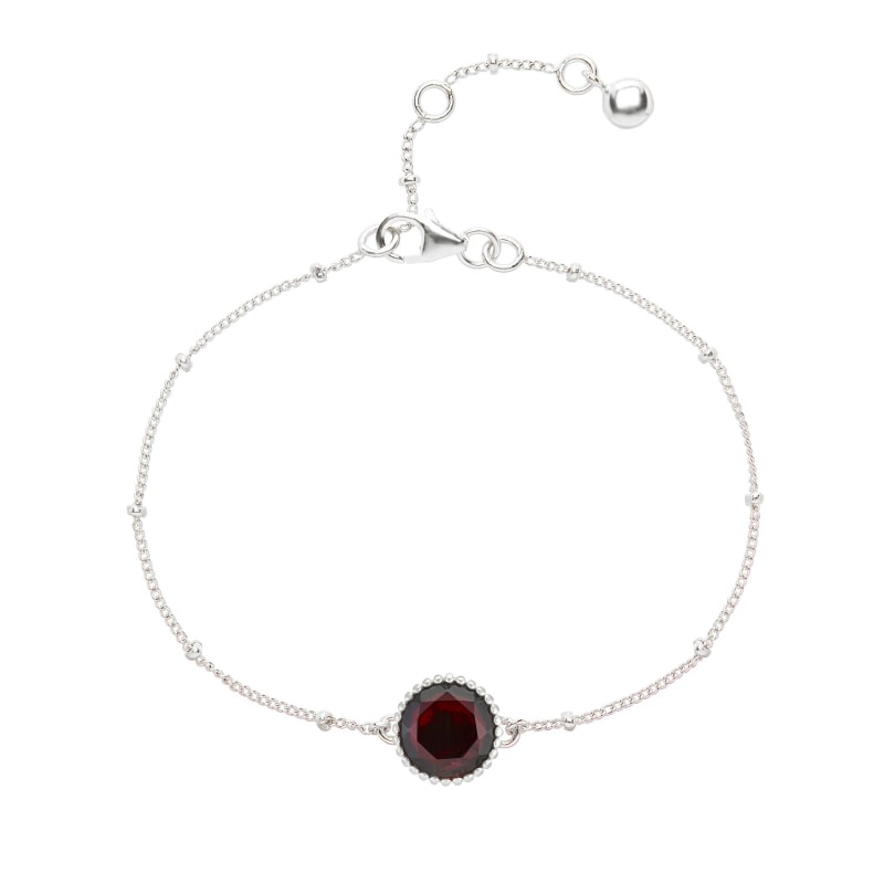 Thumbnail of Barcelona Silver January Birthstone Bracelet Garnet image