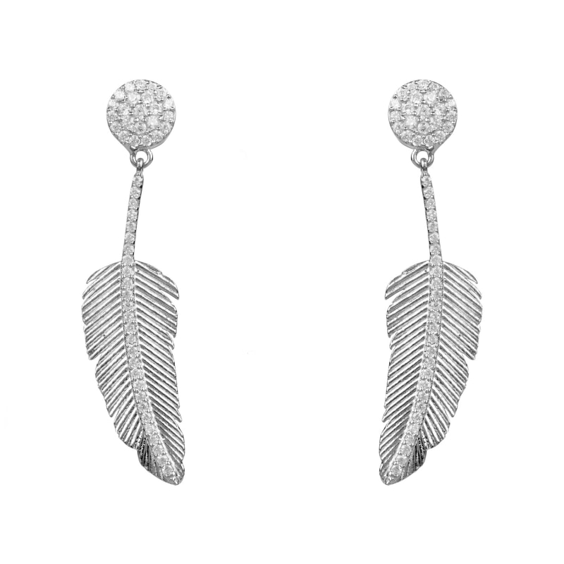 Thumbnail of Angelic Feather Drop Earrings Silver image