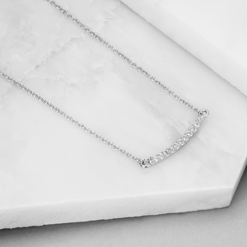 Thumbnail of Sterling Silver Diamond Style Bar Necklace image