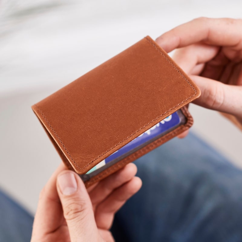 Thumbnail of Classic Tan Leather Travel Card Holder image