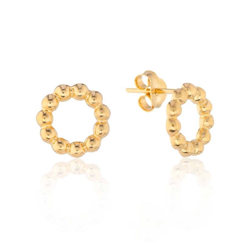 Thumbnail of Abla Yellow Gold Beaded Circle Stud Earrings image