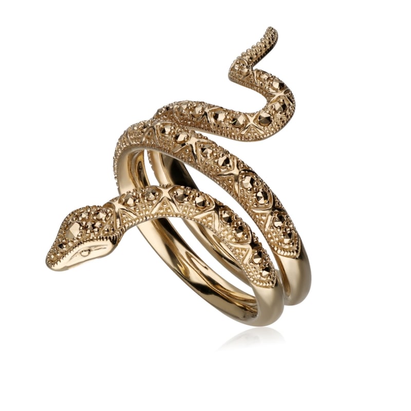 Thumbnail of Gold Plated Marcasite Snake Wrap Ring image