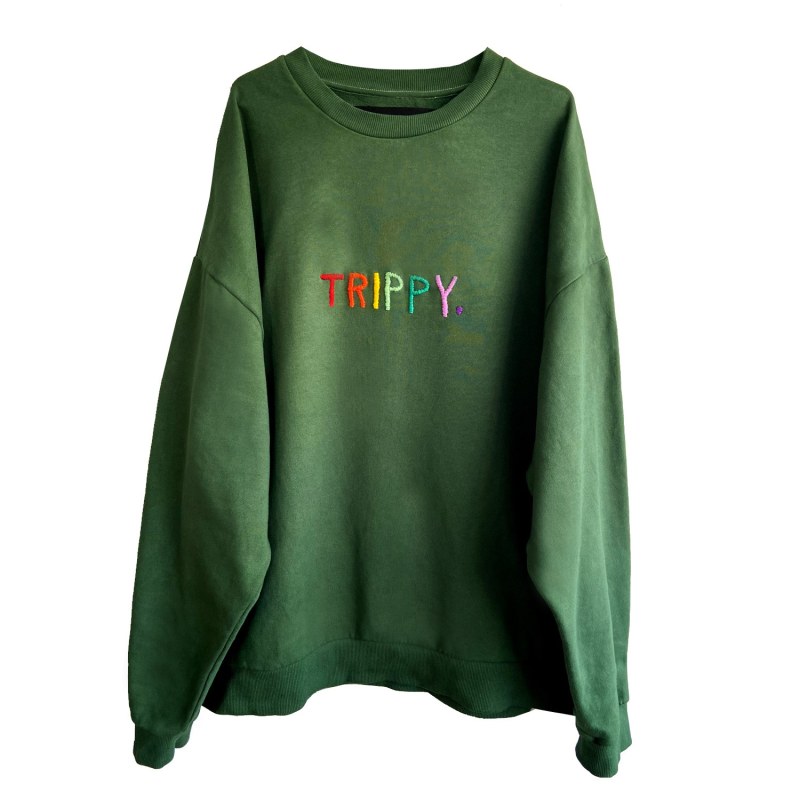 Thumbnail of Unisex Green Trippy Embroidered Sweatshirt image