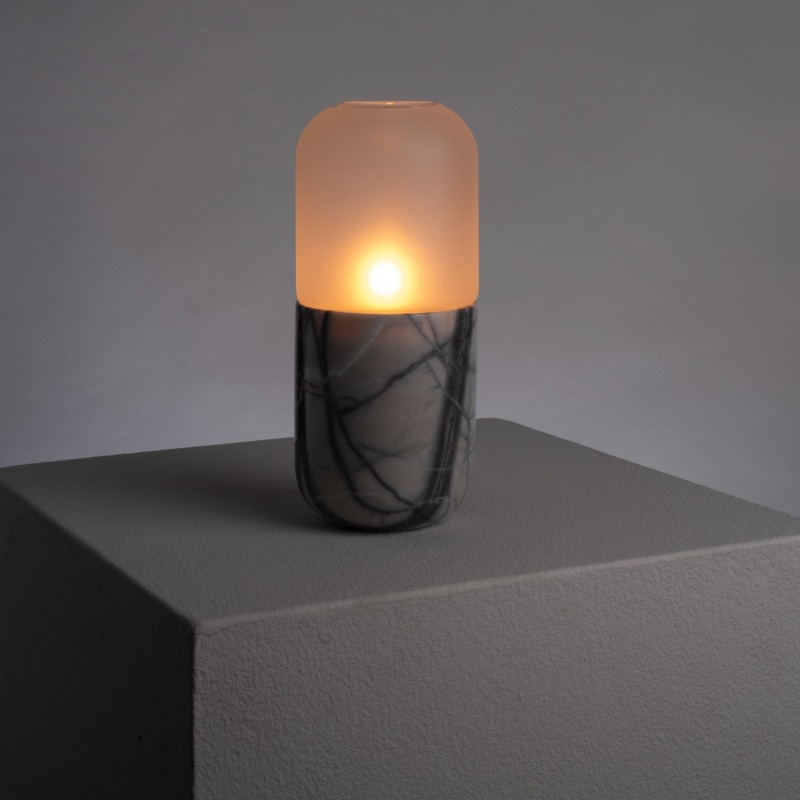 Thumbnail of Pill Candle Holder - White Raku Marble image