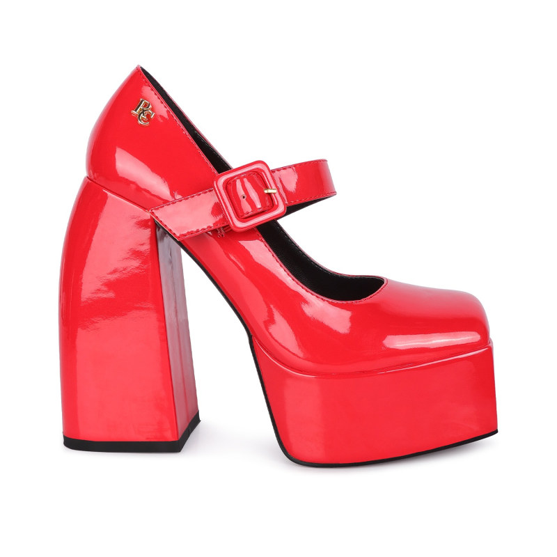 Pablo Red Statement High Platform Heel Mary Jane Sandals Rag