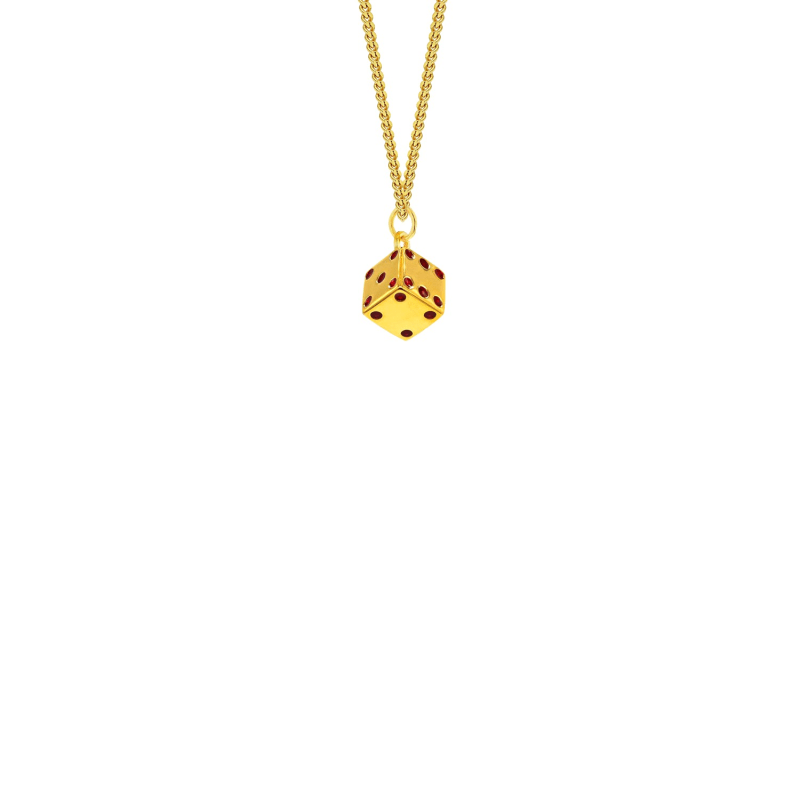 Thumbnail of 18Kt Gold Plated & Red Enamel Dice Mini Pendant image