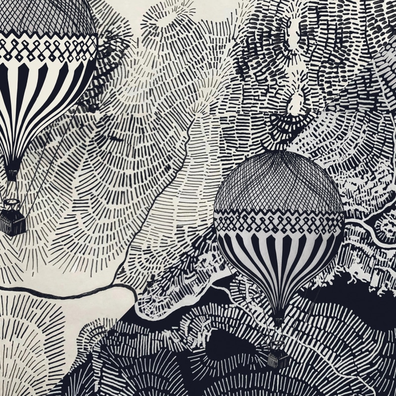 Thumbnail of The Dreamer: Vintage Travel In The Sky With Hot Air Balloons, Travel Art Print image