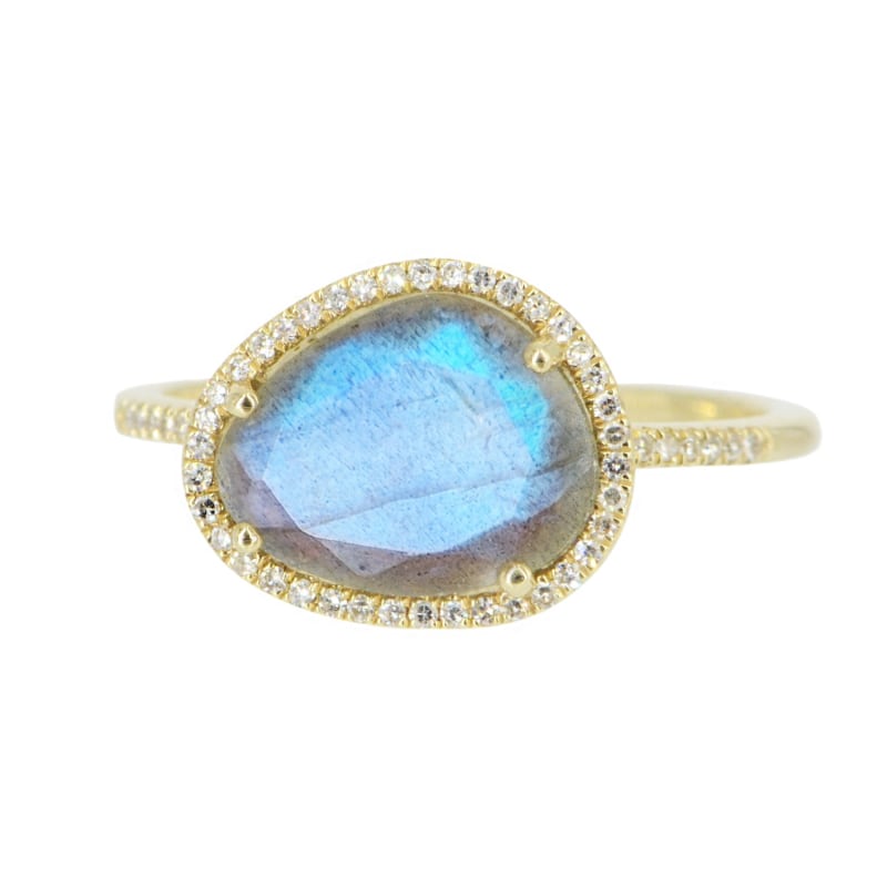 Thumbnail of Labradorite Pebble Ring With Diamonds image